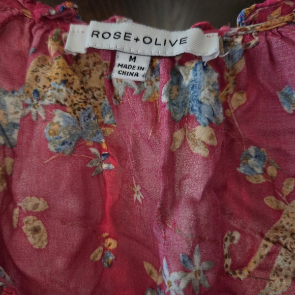 Rose & Olive Pink Ruched Ruffled Blouse - Picture 3 of 4